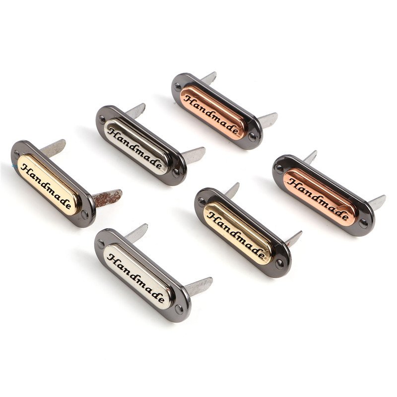 35/40mm Handmade Letters Metal Bag Label Handcraft Decorative Tags for Purse Buckles DIY Hardware Sewing Accessories