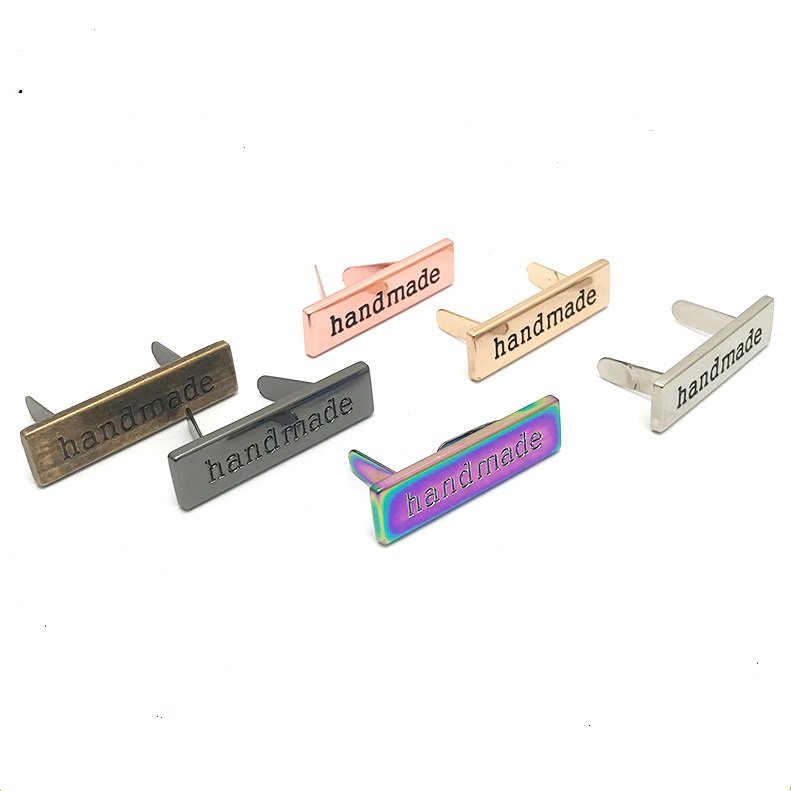 35/40mm Handmade Letters Metal Bag Label Handcraft Decorative Tags for Purse Buckles DIY Hardware Sewing Accessories