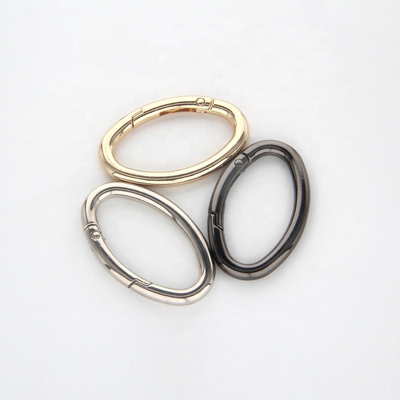 Factory price metal spring round carabiner open buckle metal rings handbag accessories spring ring