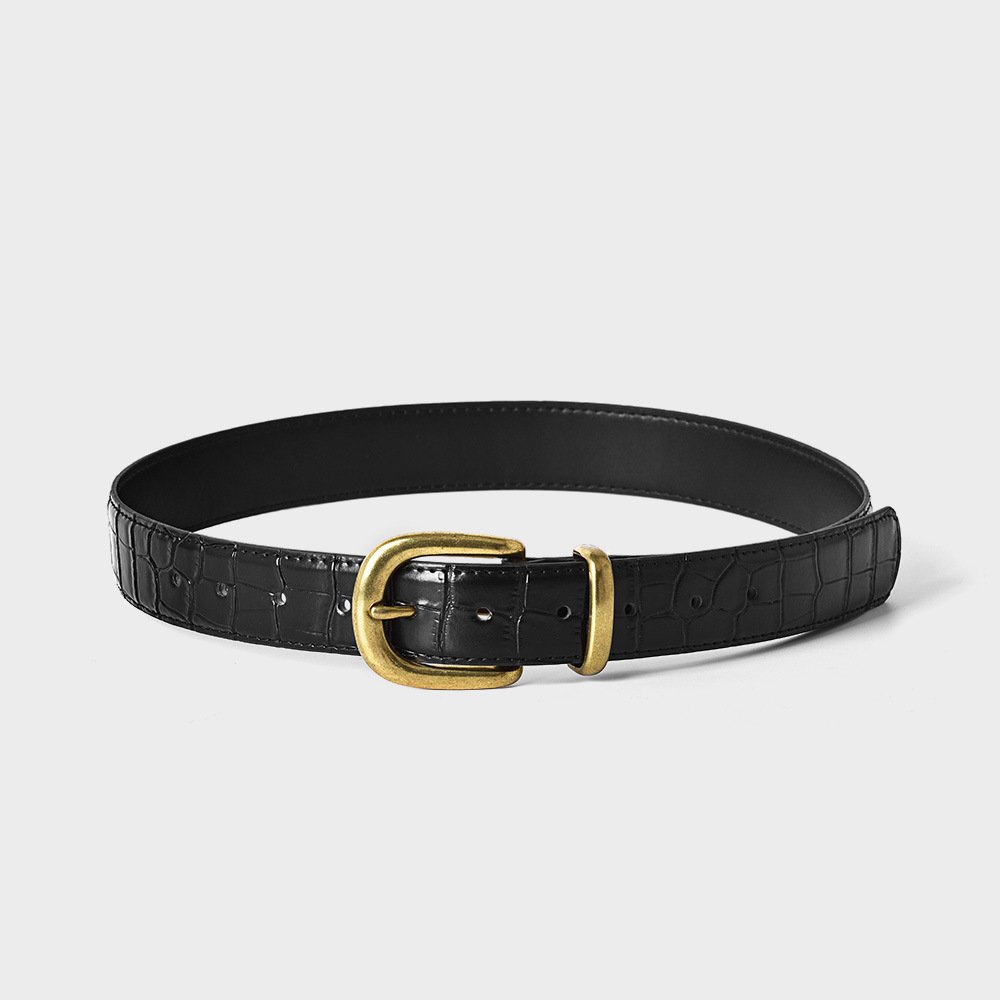 Fashionable woman leather belt luxury crocodile belt genuine leather woman pin buckle belt