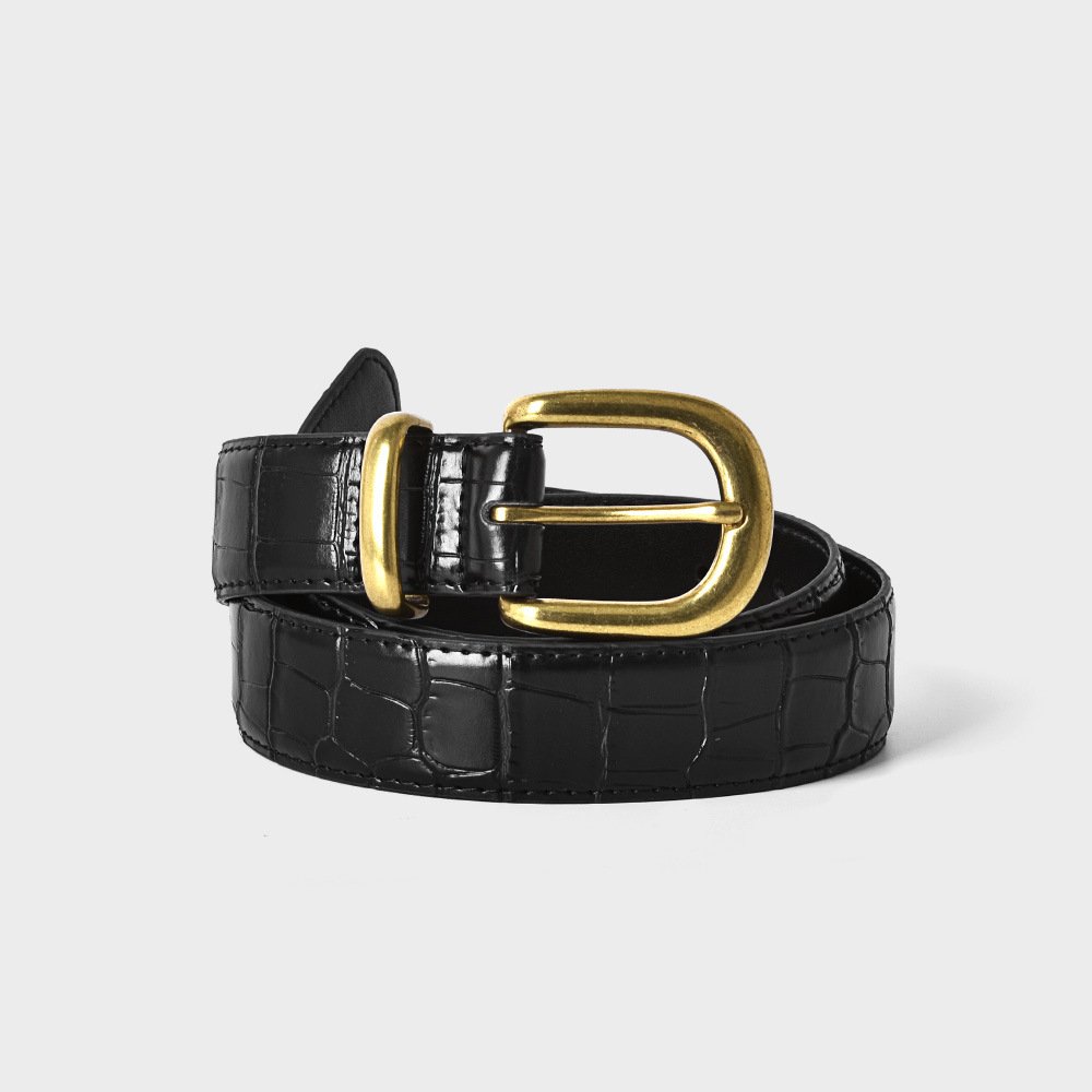 Fashionable woman leather belt luxury crocodile belt genuine leather woman pin buckle belt