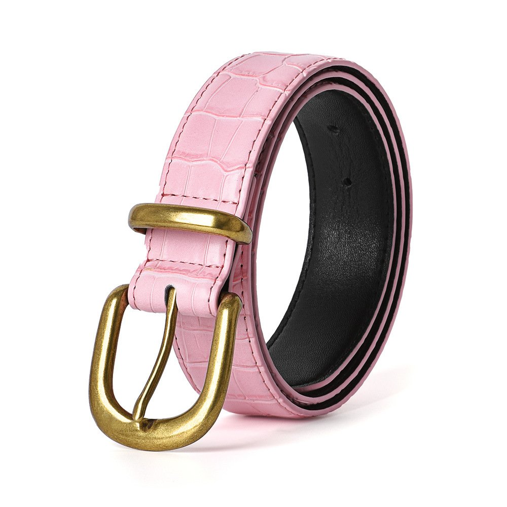 Fashionable woman leather belt luxury crocodile belt genuine leather woman pin buckle belt