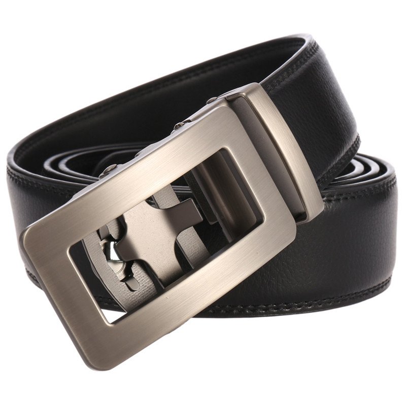 LQbelt Fashion Simple Style Men's Automatic Buckle Belts For Male Leather Belt business leisure Factory direct sale