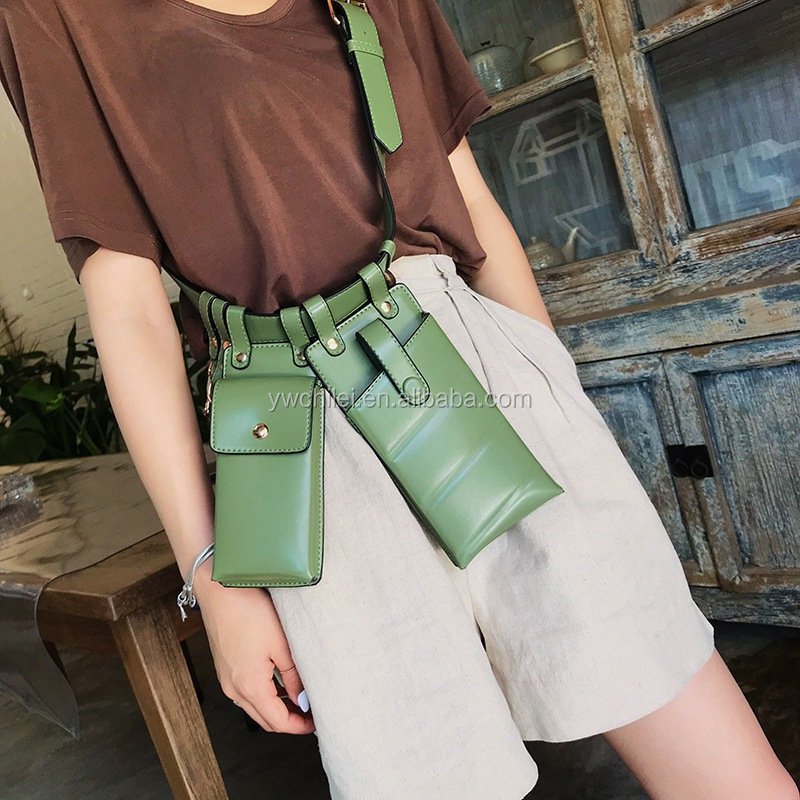 Women's Fashion pu leather Waist Bag Buckle Belt