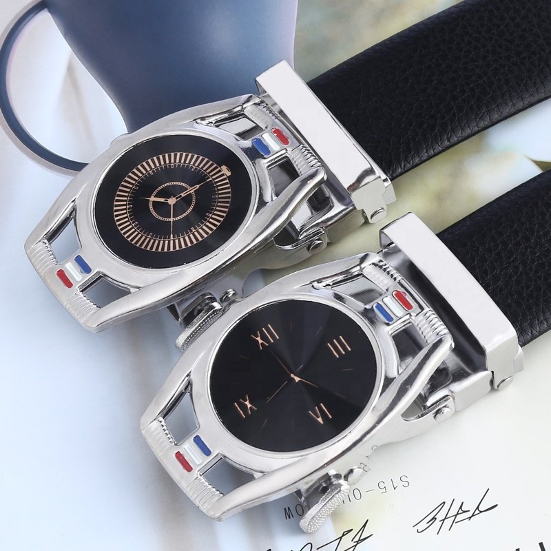 Cinto De Couro Masculino Men's Leather Waist Ratchet Belt Luxury Metal Buckle PU Belt