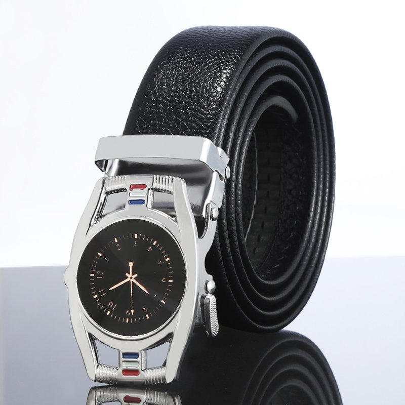 Cinto De Couro Masculino Men's Leather Waist Ratchet Belt Luxury Metal Buckle PU Belt