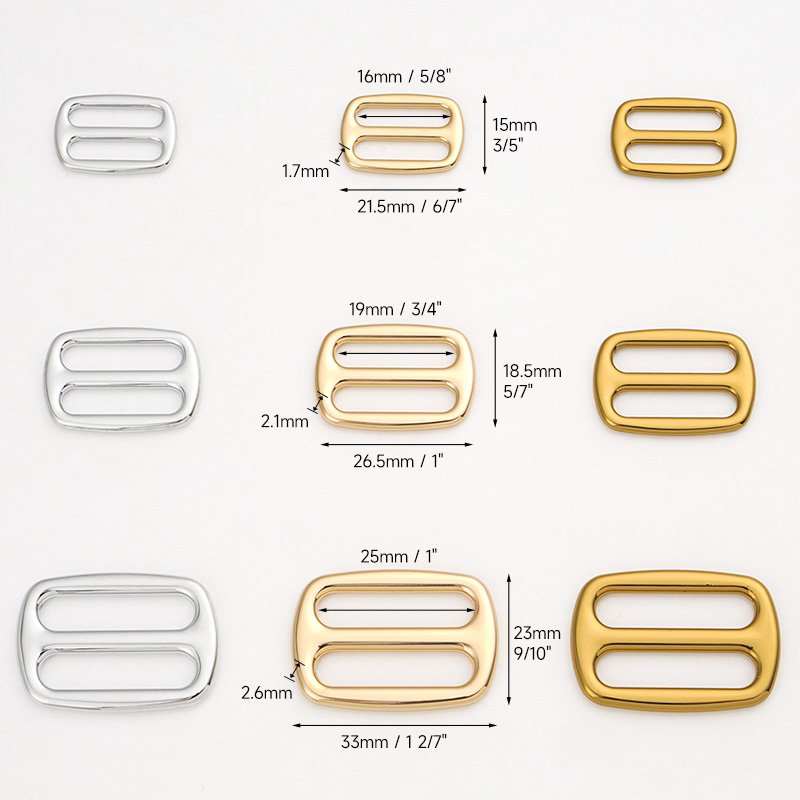 Bag Hardware Accessories 3/4 Inch Triglid Buckle Slide Adjustor 9 Colors Metal Buckle Strap 19mm Metal Slider Buckle for Handbag