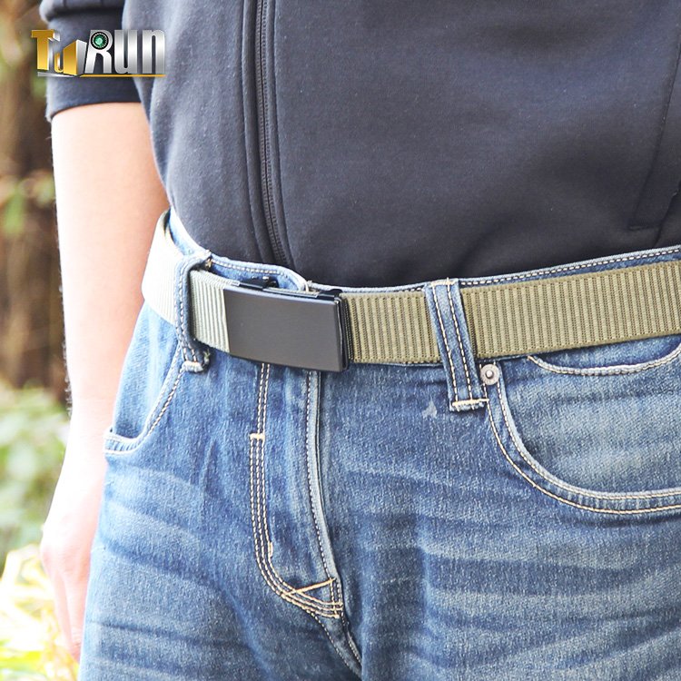 Nylon Ratchet Belts for Men, Mens Belts Casual with Automatic Buckle, No Holes Invisible Belt for Men