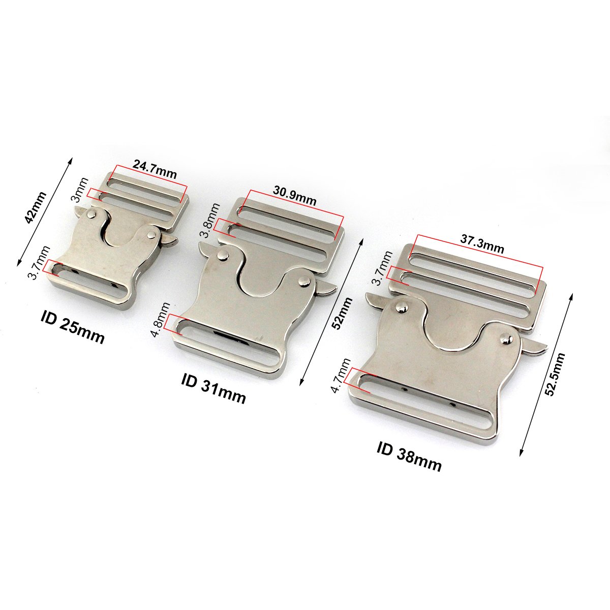 Cloxy 25/31/38mm Zinc Alloy Steel Tactical Quick Release Buckle Side Release Buckle for Backpack Webbing Strap Dog Collars