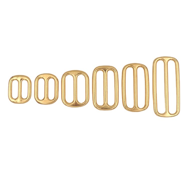 Top sale high quality various size bag hardware metal square ring Tri glide buckles for bag adjustable solid brass slide buckles