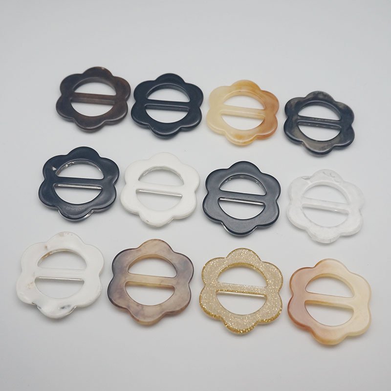Fashion custom shell color plastic resin buckle ring coat buckle for woman