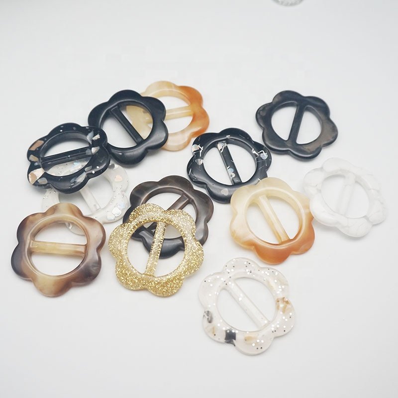 Fashion custom shell color plastic resin buckle ring coat buckle for woman