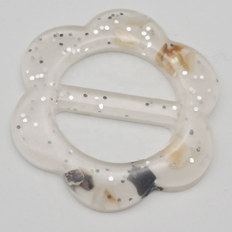 Fashion custom shell color plastic resin buckle ring coat buckle for woman