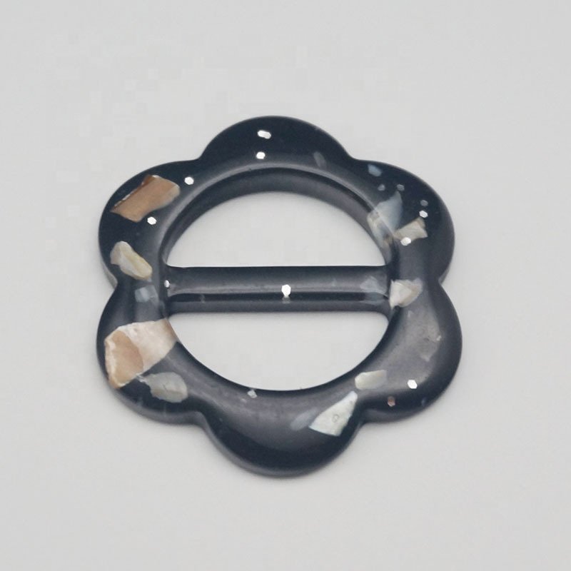 Fashion custom shell color plastic resin buckle ring coat buckle for woman