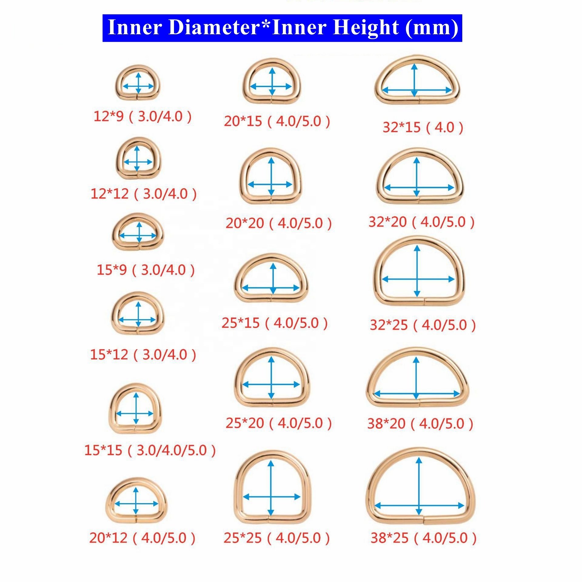 Handbag Buckle Hardware Accessories D Ring Snap Buckle Hook Metal Semicircular D Ring Buckles