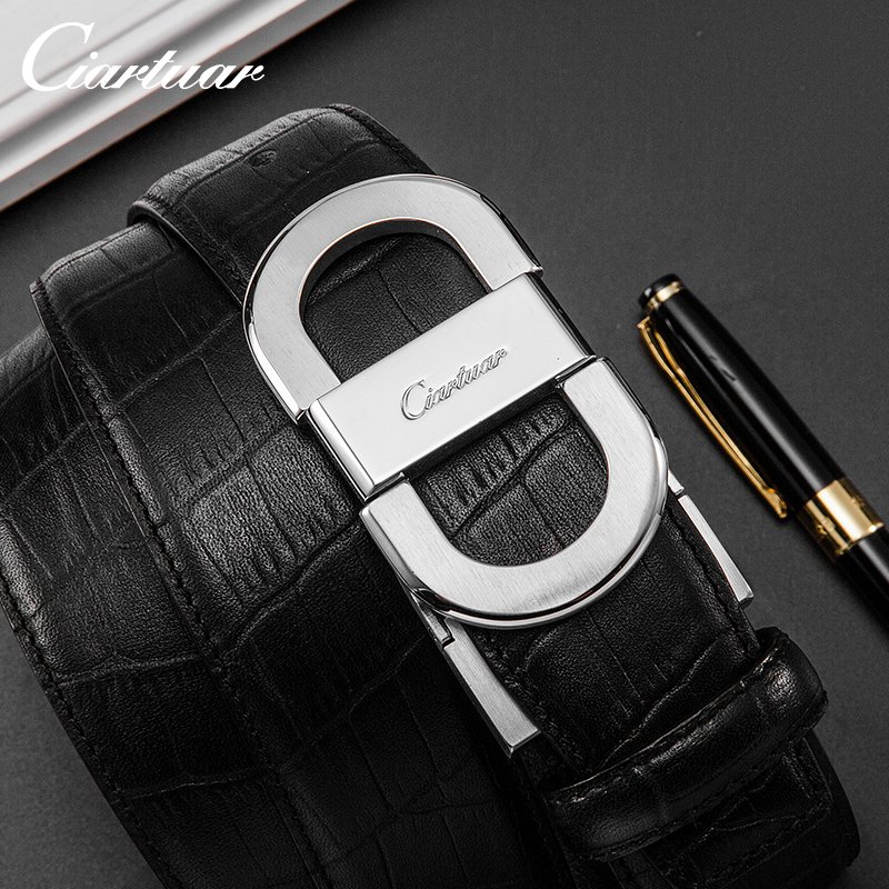 new arrival Pure leather belt genuine men business casual style belt glasses shape designer belts famous brands for men