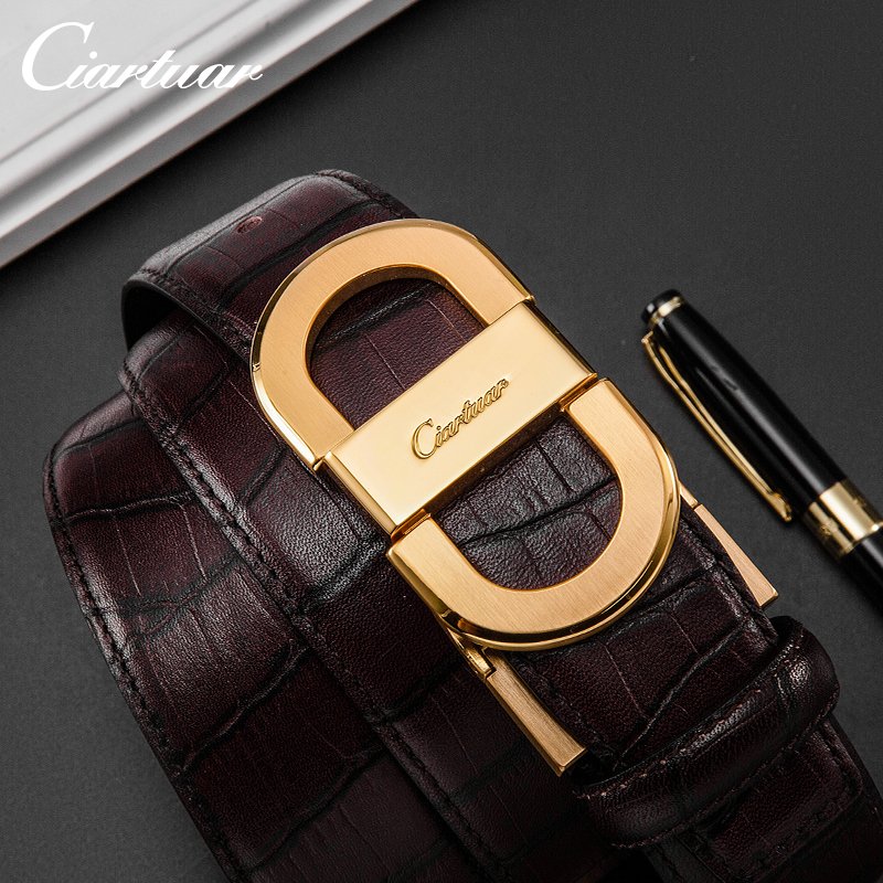 new arrival Pure leather belt genuine men business casual style belt glasses shape designer belts famous brands for men