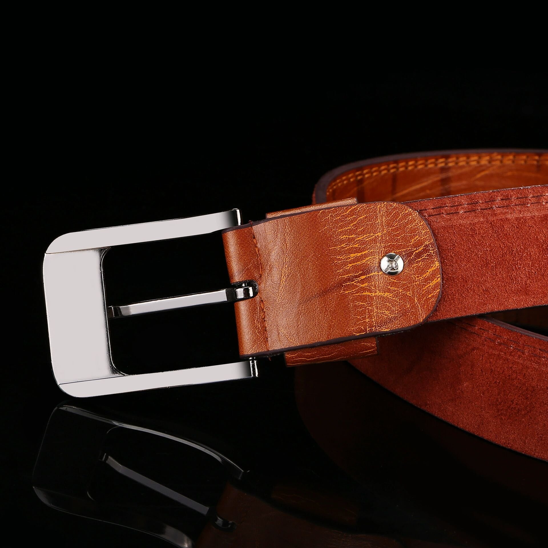Wholesale Adjustable Full Grain Customized Belt Buckle Classic Automatic Sliding PU Leather Belts for Men pin buckles belt