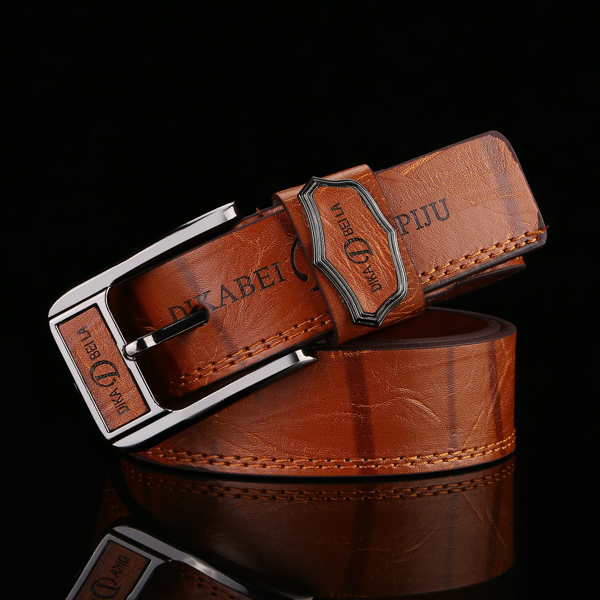 Wholesale Adjustable Full Grain Customized Belt Buckle Classic Automatic Sliding PU Leather Belts for Men pin buckles belt