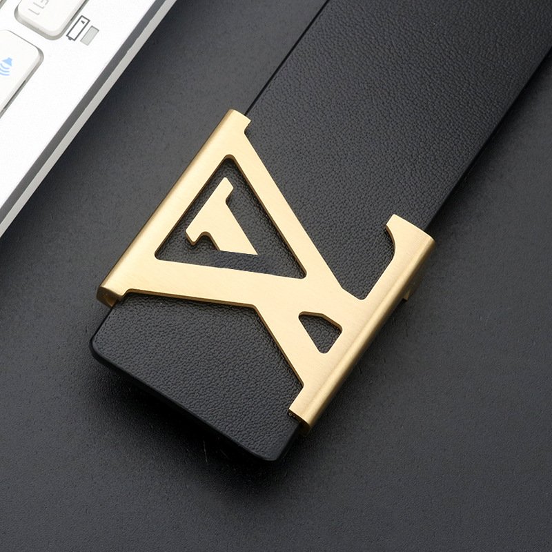 Belt Manufacturer Width Solid Brass Brushed Z Letter Cow Leather Screw Removable Beaded Western Buckle Belt For Men