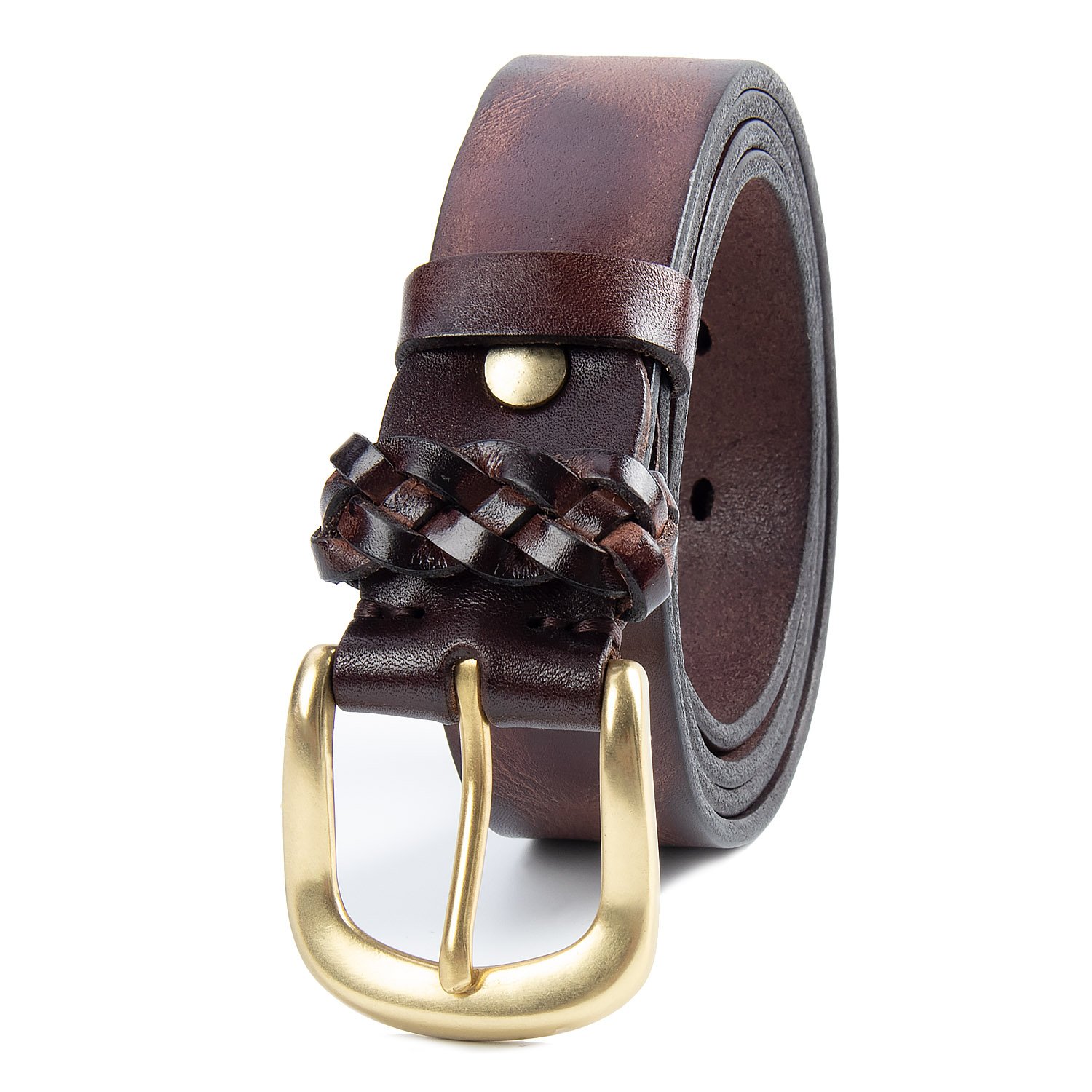 New Top Layer Cowhide Retro Men's Belt Thickened and Extended Men's Leather Belt Solid Brass Buckle