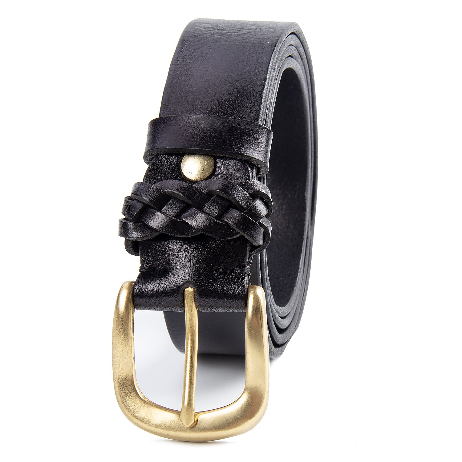New Top Layer Cowhide Retro Men's Belt Thickened and Extended Men's Leather Belt Solid Brass Buckle