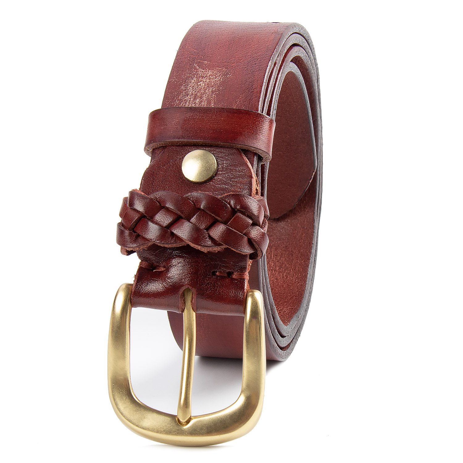 New Top Layer Cowhide Retro Men's Belt Thickened and Extended Men's Leather Belt Solid Brass Buckle