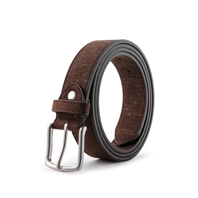 Natural and Sustainable Vegan Cork Fabric Belt with Nickle Free Silver Buckle For Men design eco-friendly cork leather belt