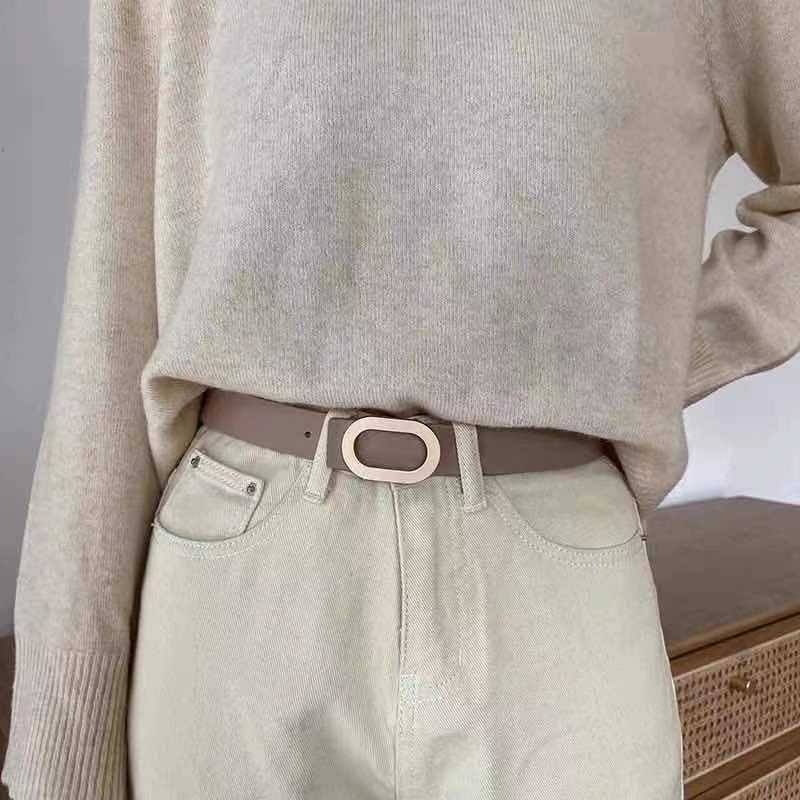 Custom Narrow Belt Women's Jeans Fashion Versatile Belt Fine Decorative Retro Gold Square Buckle Summer Small Belt Wholesale