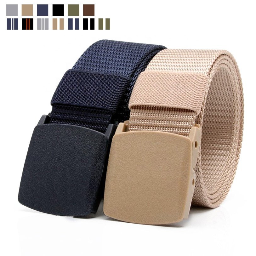 1.5" Outdoor Tactical Breathable Men Waist Nylon Web Canvas Fabric Belt With Plastic Buckle