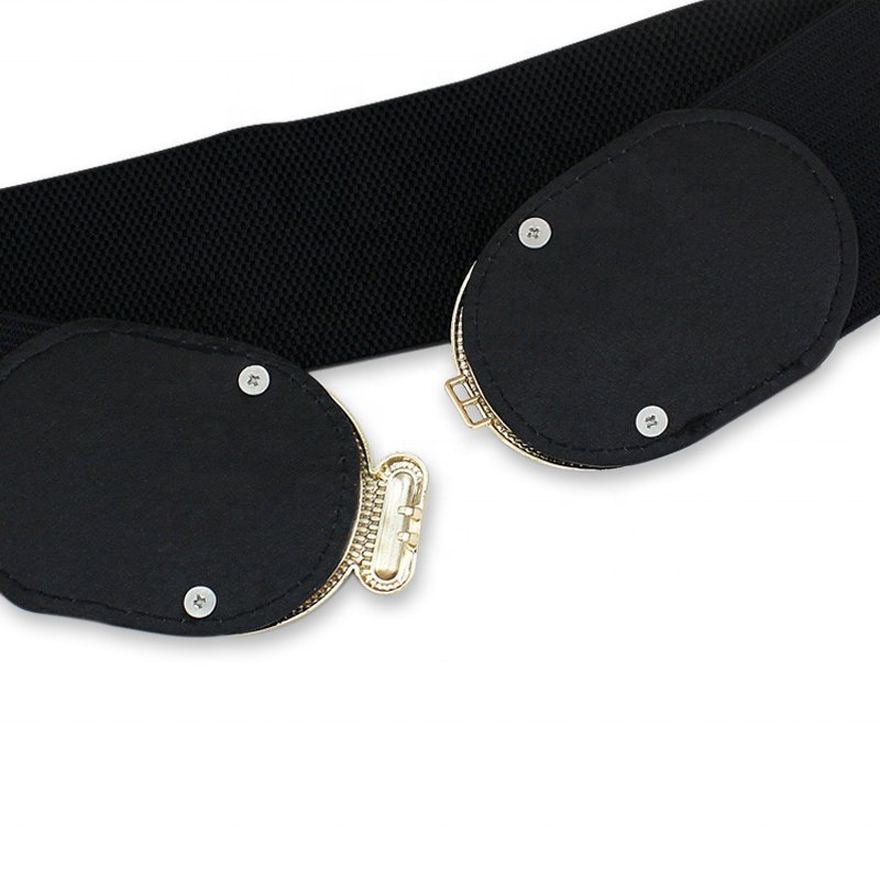 Sweet Beauty Ladies Inlaid Rhinestone Wide Elastic Belt Slim Corset Double C Buckle Belt