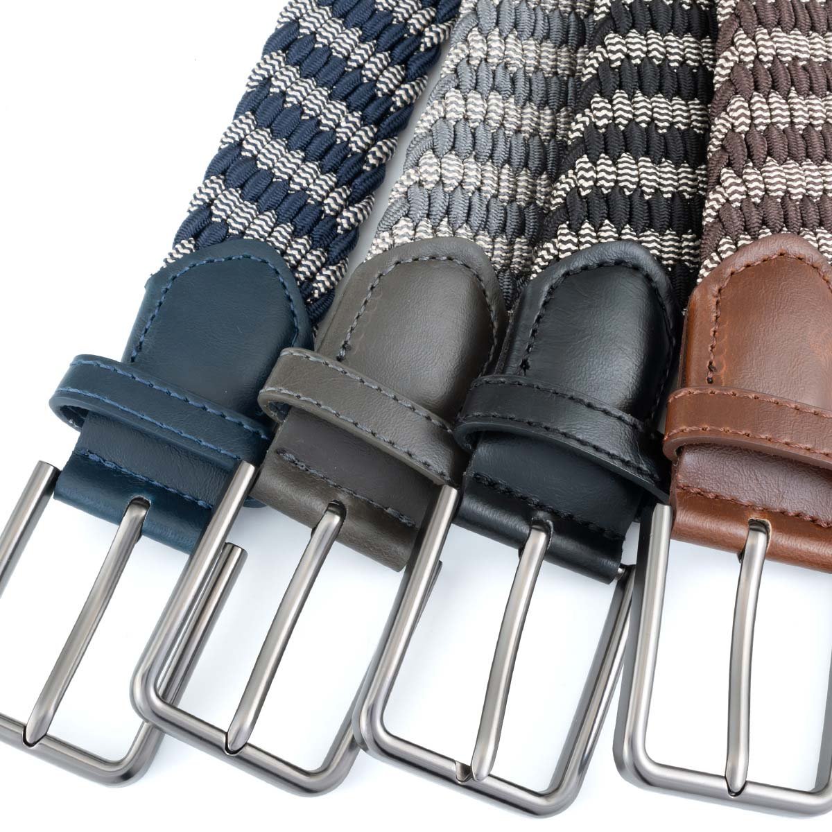 Multiple Option High Quality Pin Buckle Twill Pattern Elastic Braided Golf Belt for Gentlemen Activities Sports