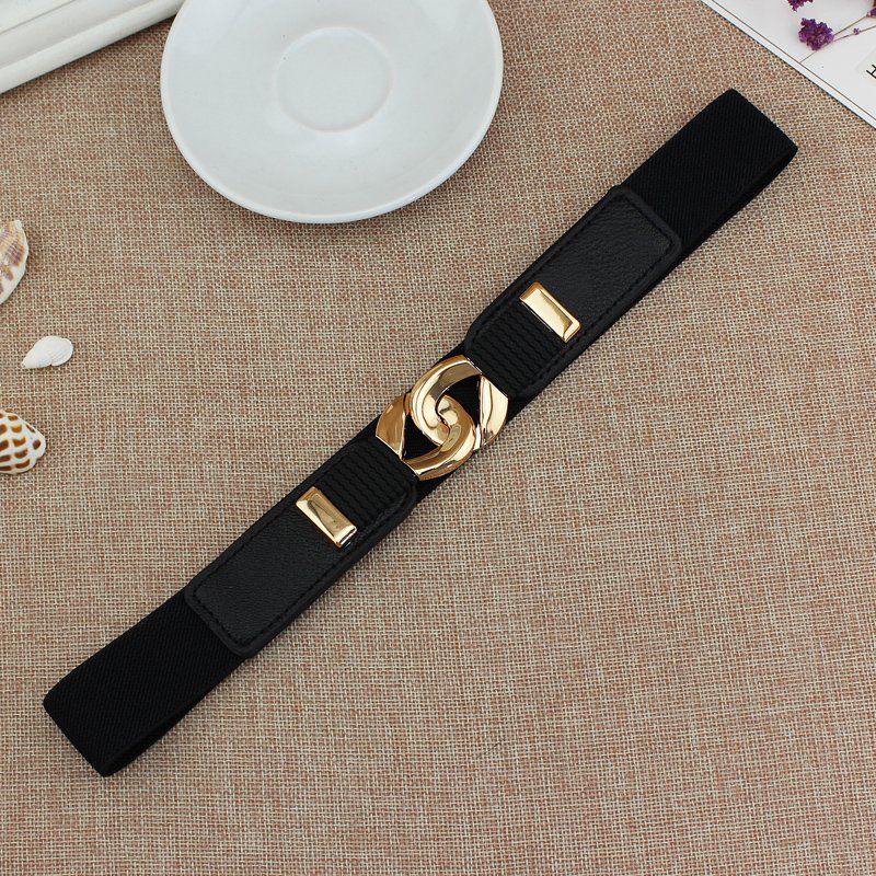 New style high quality Fashion 3CM width Gold Buckle Elastic Women Belts