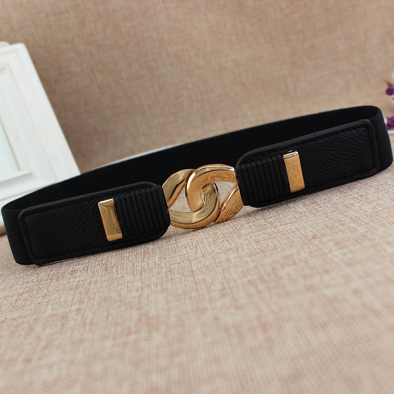 New style high quality Fashion 3CM width Gold Buckle Elastic Women Belts