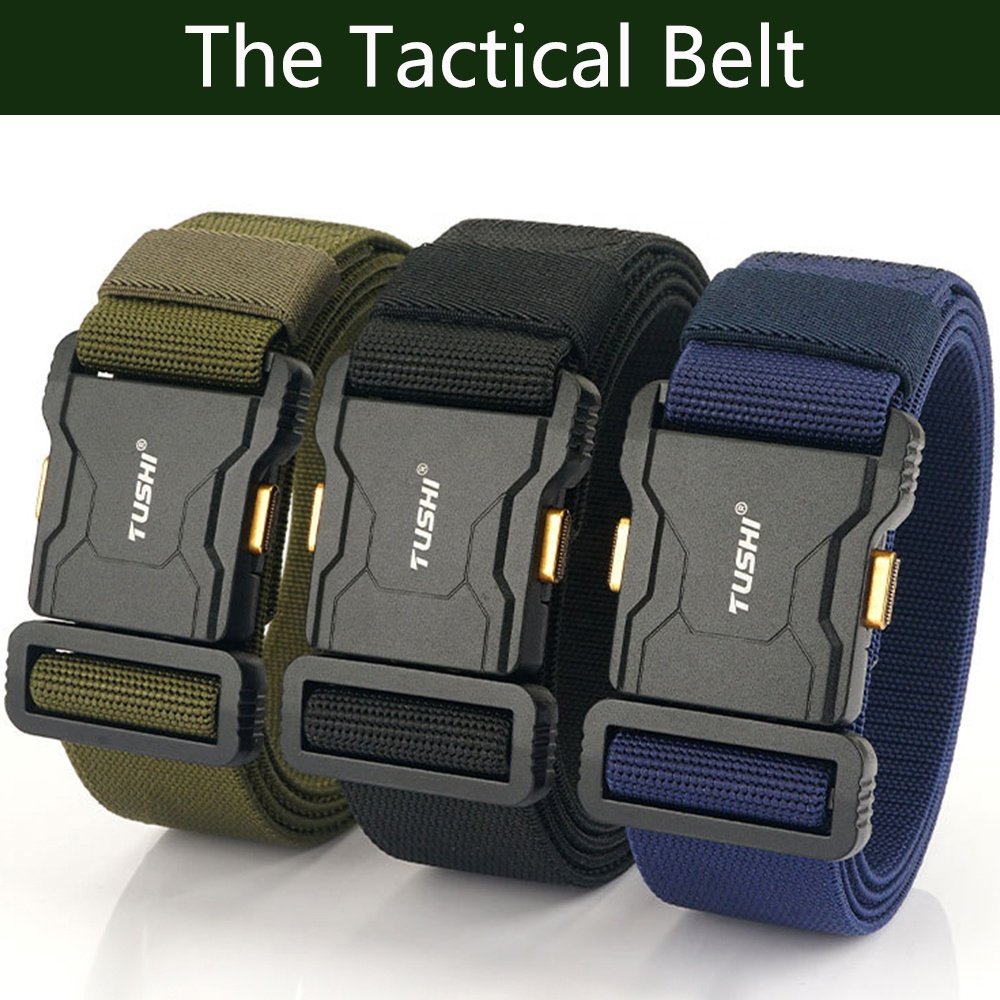 TUSHI Wholesale Nylon Belt Adjustable Quick Release Buckle Luxury Outdoor Stretch Fabric metal Belt Elastic Woven Tactical Belt