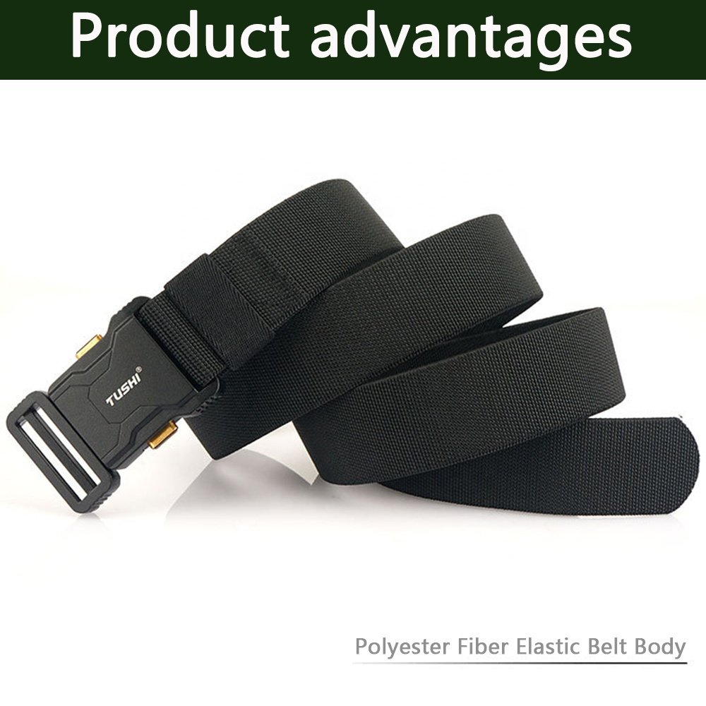 TUSHI Wholesale Nylon Belt Adjustable Quick Release Buckle Luxury Outdoor Stretch Fabric metal Belt Elastic Woven Tactical Belt