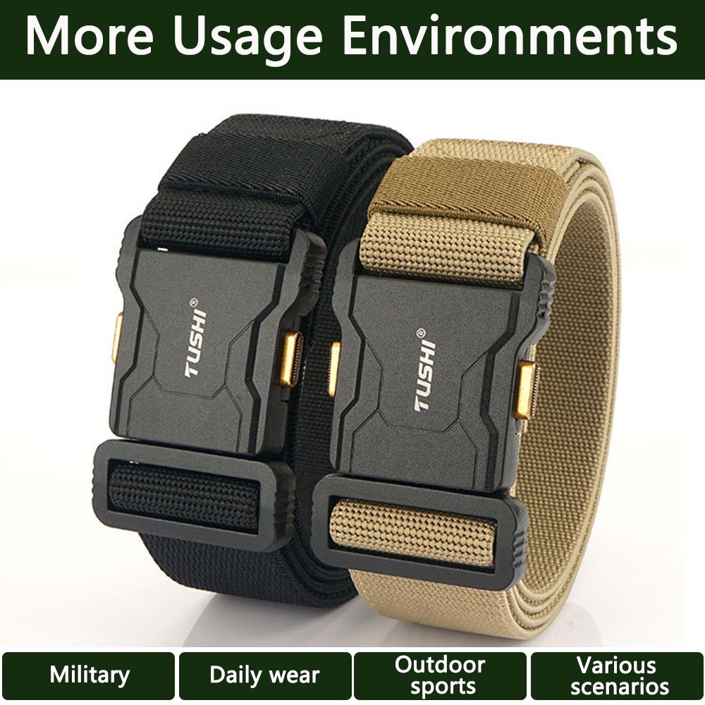 TUSHI Wholesale Nylon Belt Adjustable Quick Release Buckle Luxury Outdoor Stretch Fabric metal Belt Elastic Woven Tactical Belt