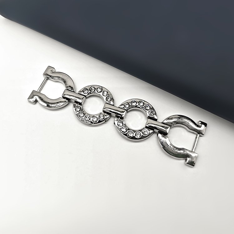 Custom Logo High Quality Decorative Bag Link Buckle Sandals Buckle Metal Luxury Rhinestone Pearl Shoes Buckle For Women