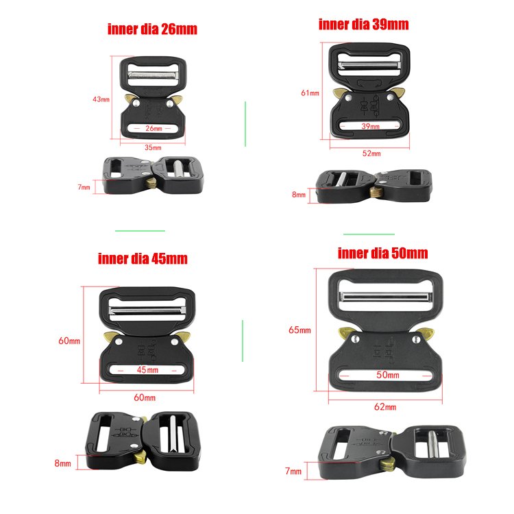 Custom 2 inch tactical metal belt buckle 45mm metal side release buckles wholesale custom silver mens belt buckles