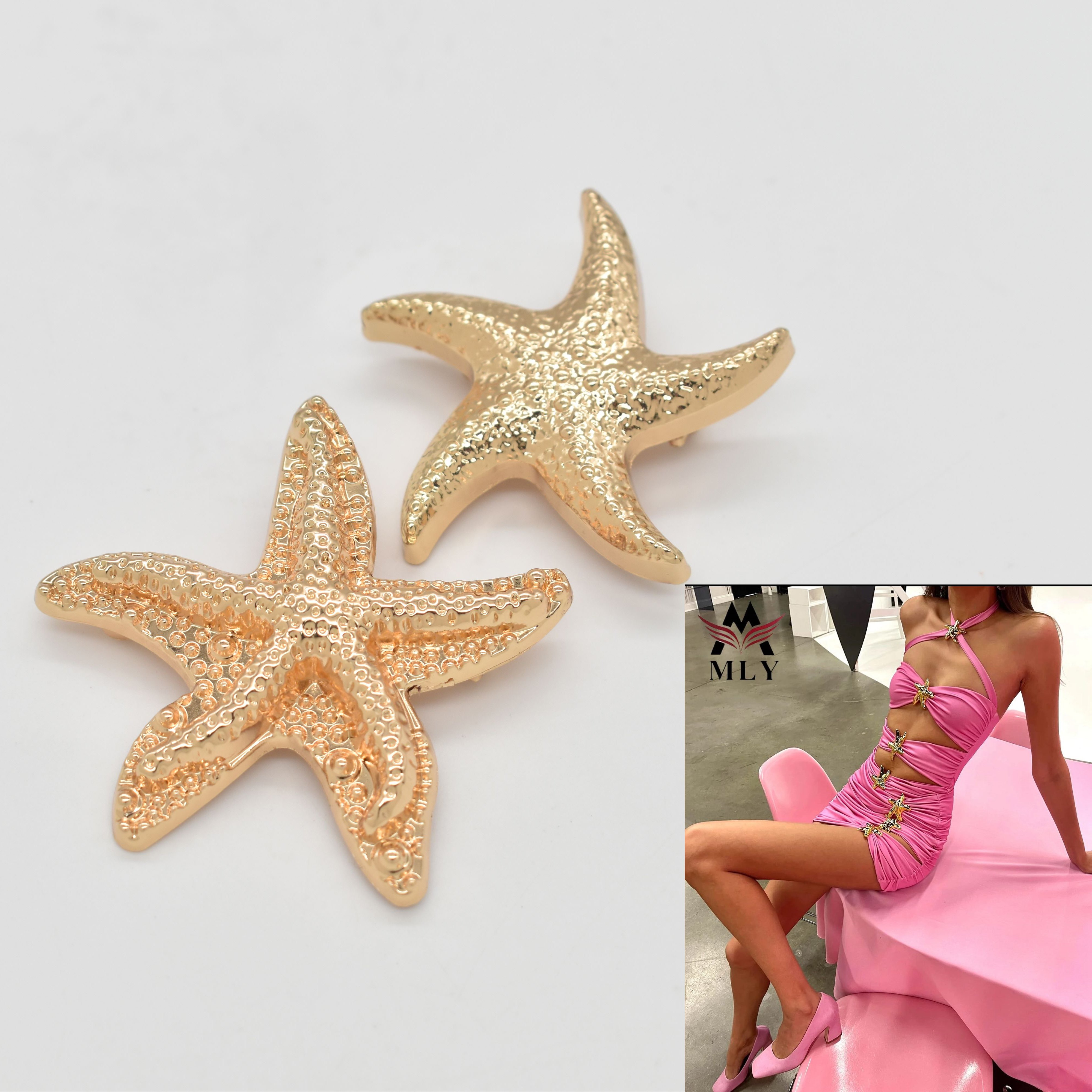 Starfish pin bikini buckle Fashion metal flower Ocean Sea Star Swimwear accessories for Luxury Swimsuit/Bra/Beach Bikini