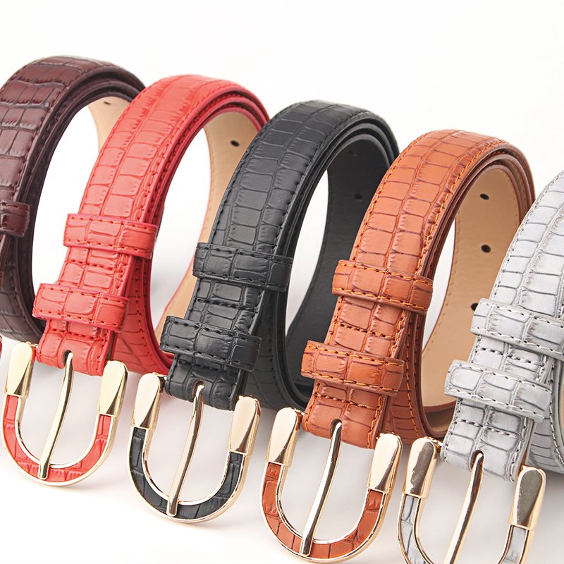 New fashion stone PU belt women's gold vintage leather buckle belt women simple everything with personality decorative belt