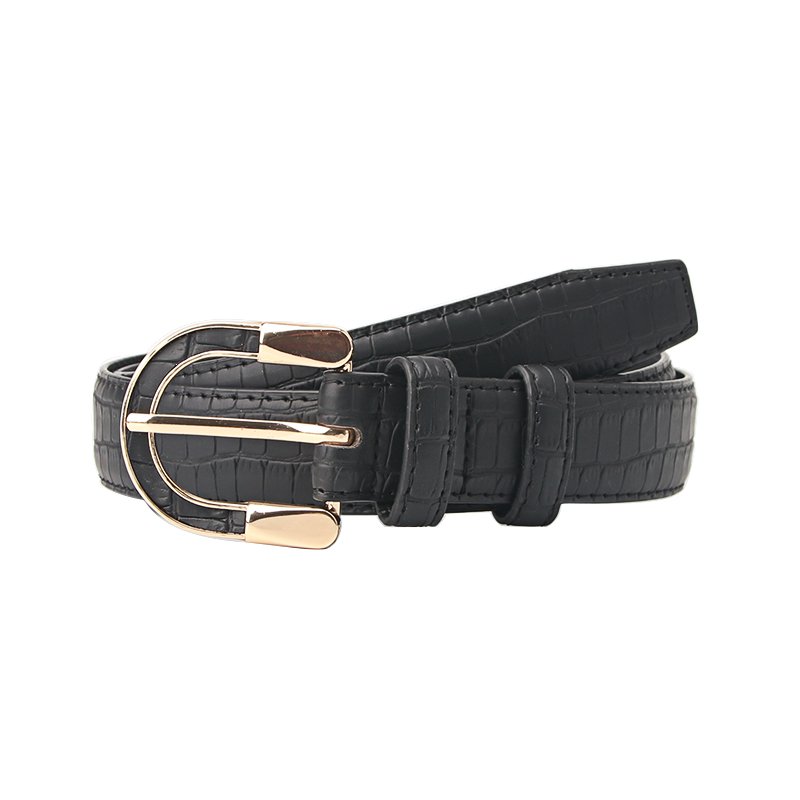 New fashion stone PU belt women's gold vintage leather buckle belt women simple everything with personality decorative belt