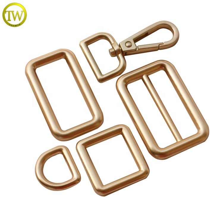 High quality handbag hardware buckle making matte gold alloy bag parts blanks square ring strap buckle