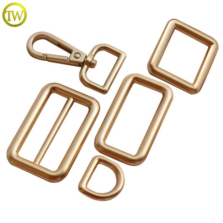 High quality handbag hardware buckle making matte gold alloy bag parts blanks square ring strap buckle