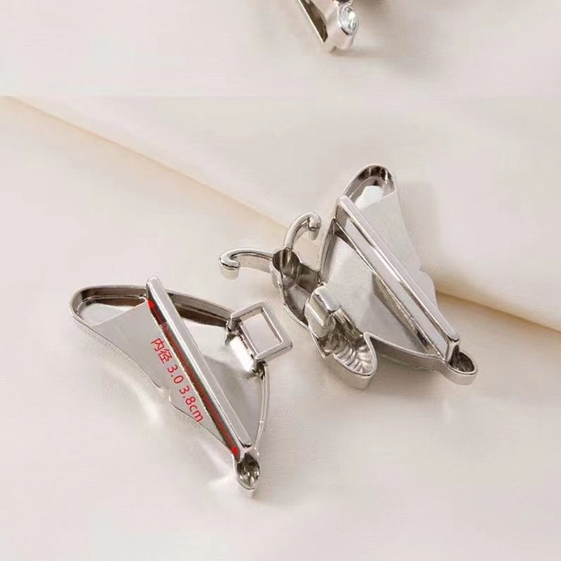 Butterfly shape custom rainbow crystal bra buckle swimwear metal accessories buckles metal bikini clasp