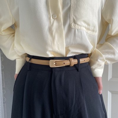 Factory Ladies Retro Thin Belt Female Suit with Casual Decoration Hundred Youth Jeans and Alloy Buckle for Female Use
