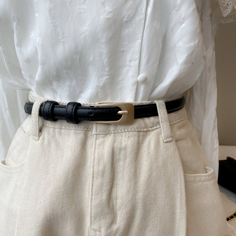 Factory Ladies Retro Thin Belt Female Suit with Casual Decoration Hundred Youth Jeans and Alloy Buckle for Female Use
