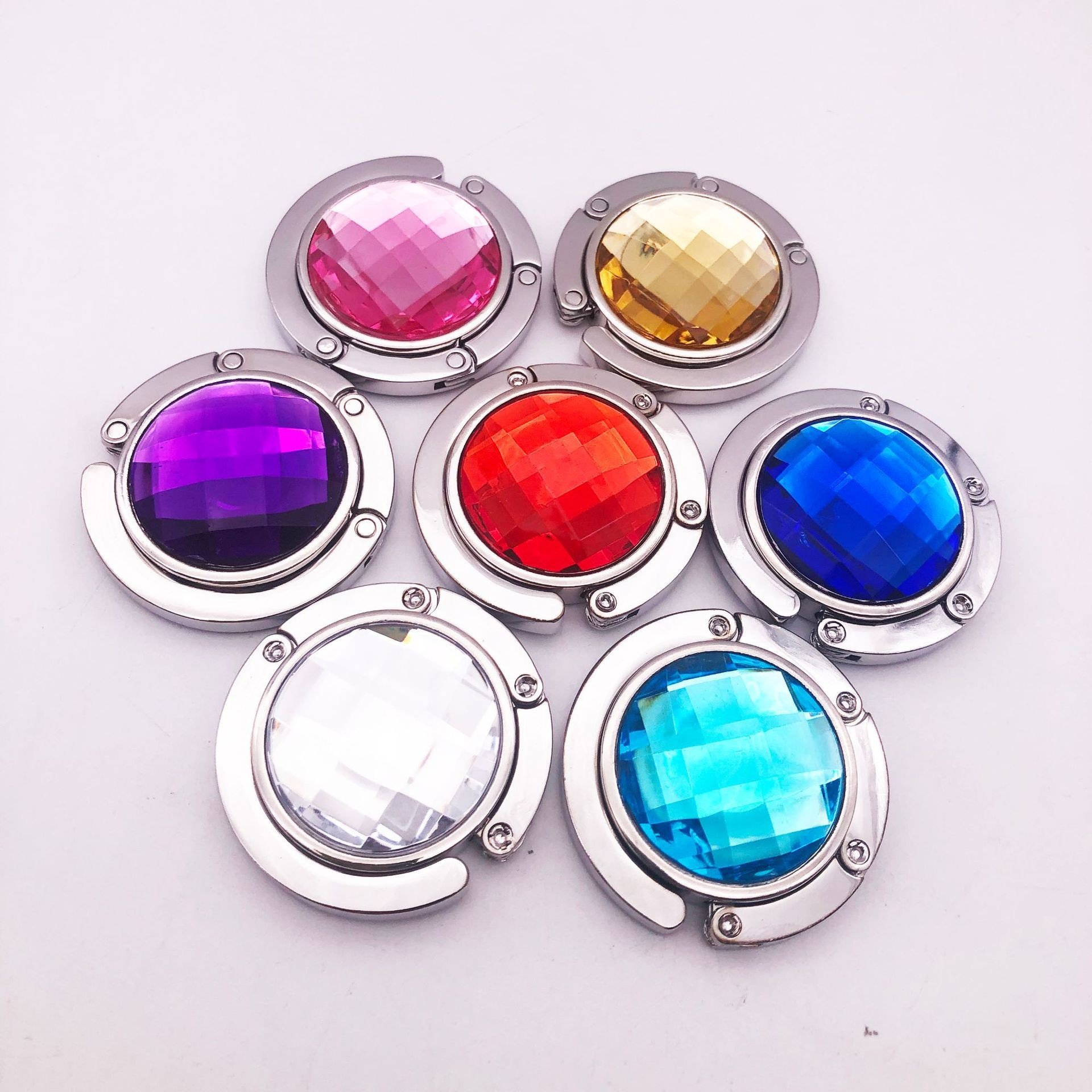 Portable Foldable Metal Hook Bag Hanger Diamond Purse Buckle for Promotional Gift