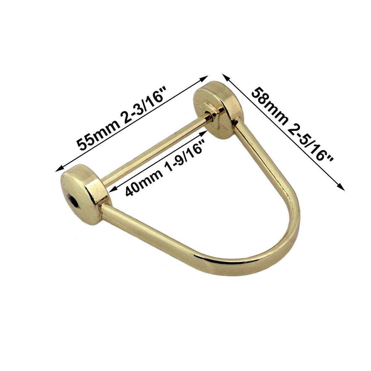 40mm D-ring Shackle D Shape Screw Buckle 40mm Detachable Screw D-ring Buckle for Bag Strap Leather Craft Handbag Purse Making