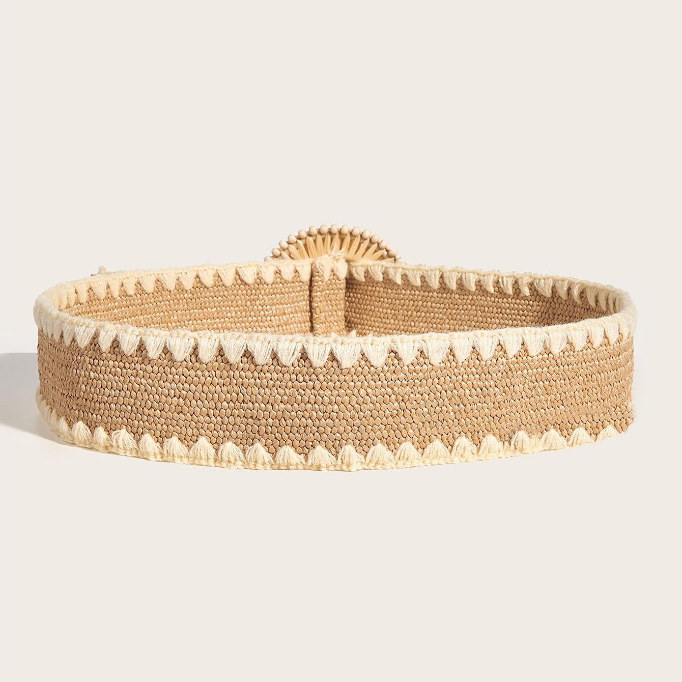 Wool Border Raffia Woven Waist Belts For Women Wide Braided Belts for Women Dress Round Buckle PP Belt